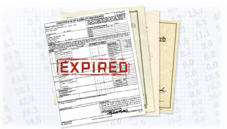 Graphic of Expired Insurance Documents.