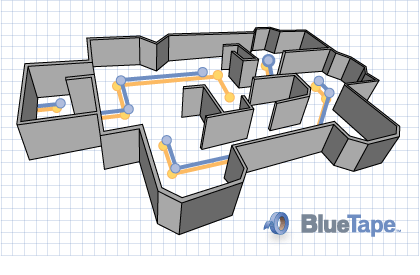BlueTape Graphic Showing a home blueprint.